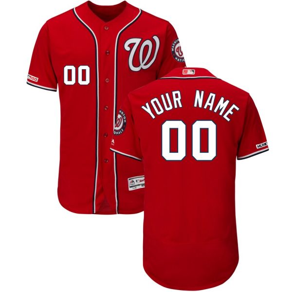 Men's Washington Nationals ACTIVE PLAYER Custom Majestic Red Alternate Collection Flex Base Stitched Jersey